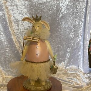 Easter Bunny Figurine with Tulle Skirt and Crown